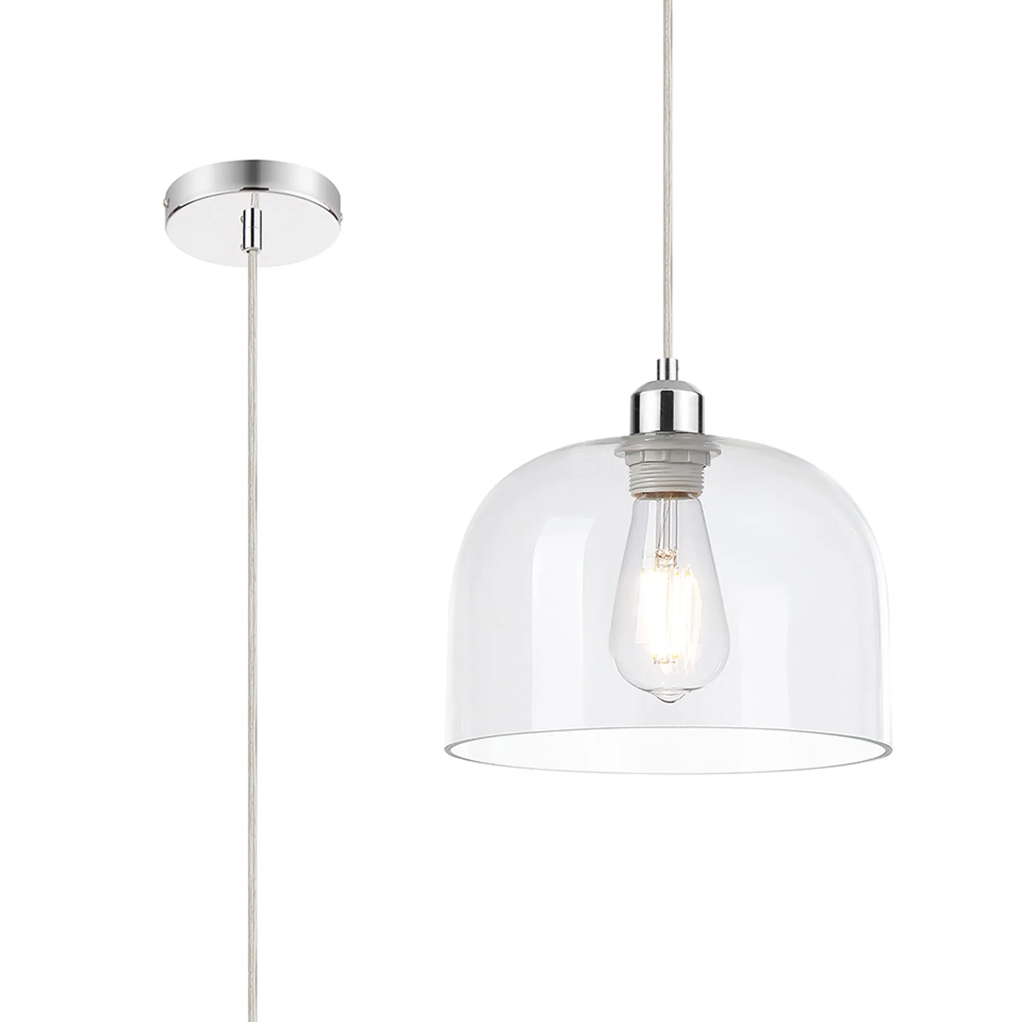 Cawdor Polished Chrome Ceiling Lights Deco Single Pendant